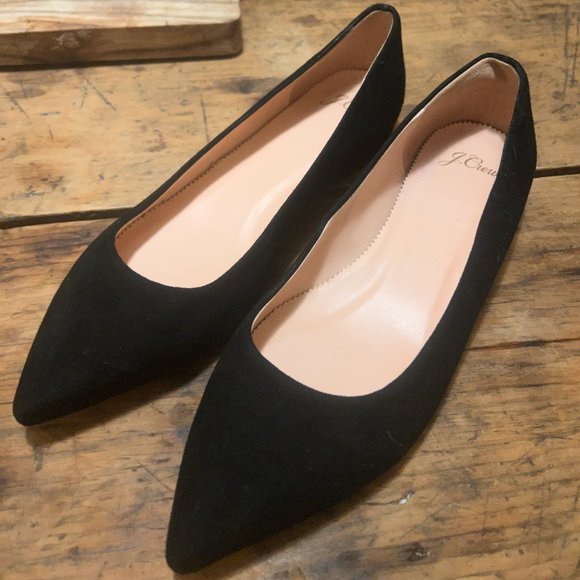 J. Crew Pointed Toe Suede Black Flats - Picture 2 of 4